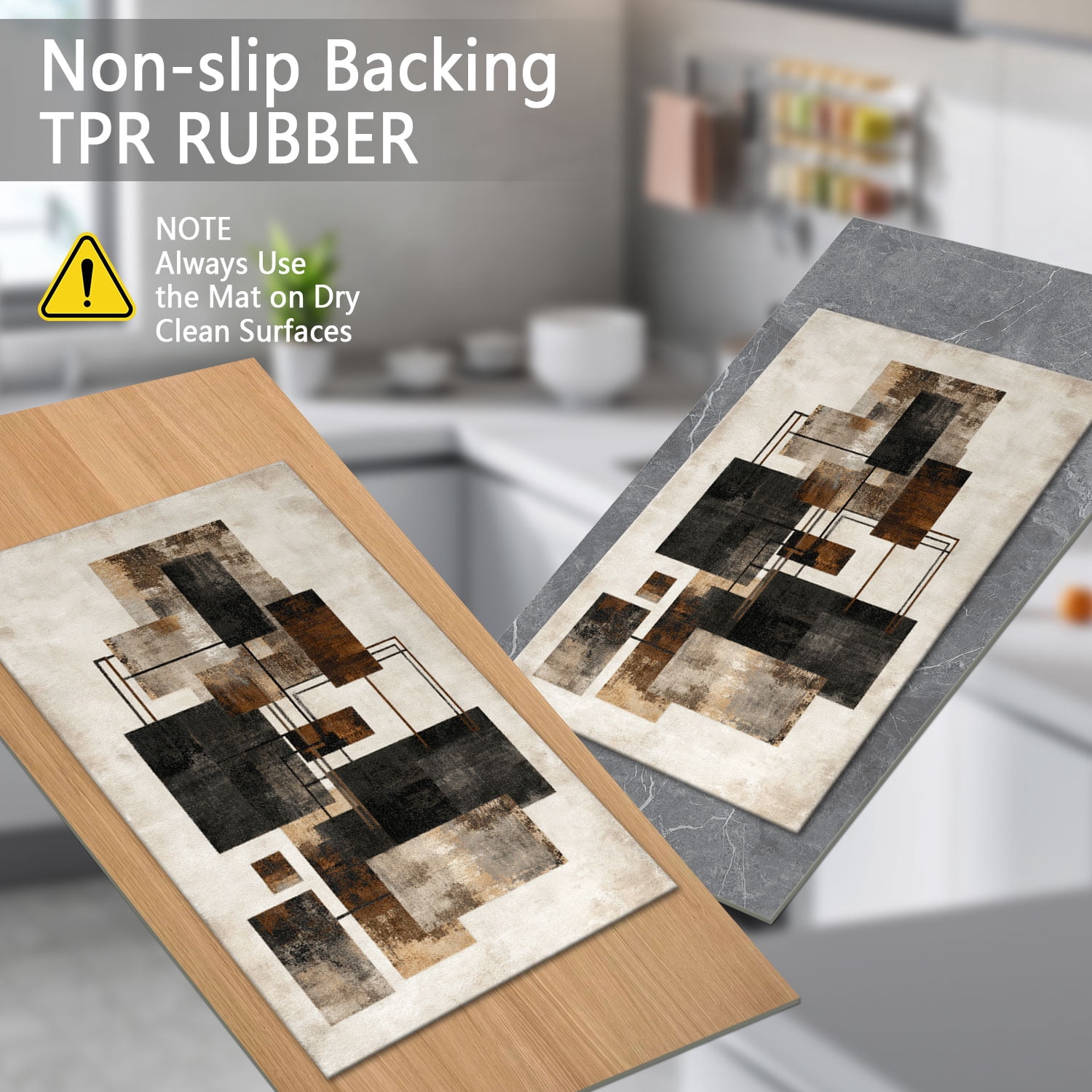 3 Piece Kitchen Rug Set, Non-Slip And Washable, Abstract Pattern Kitchen Hallway Rug, Soft And Comfortable, Suitable For Sinks, Floors, Entrances, Hallways and Bathrooms