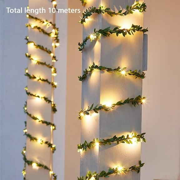 Outdoor Twinkling Tree Garland,Pre-lit Lighted Artificial Olive Garland for Christmas Fireplace Decorations, Fairy Greenery Garlands for Fireplace/Christmas/Thanksgiving/Home