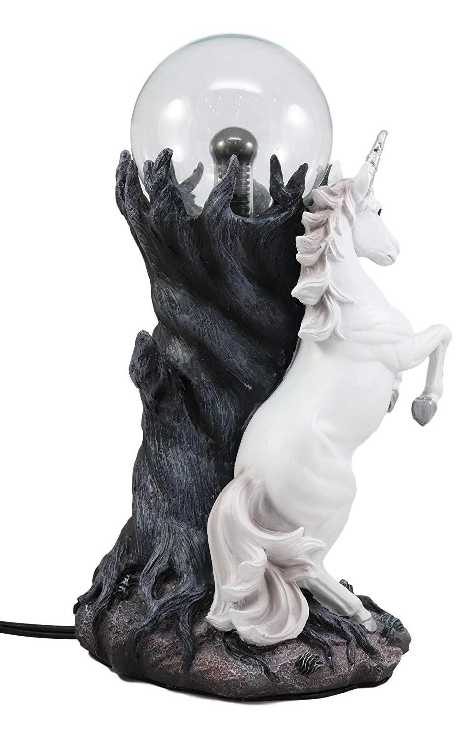 Ebros Rearing White Unicorn by Twisted Hurricane Electric Plasma Ball Figurine