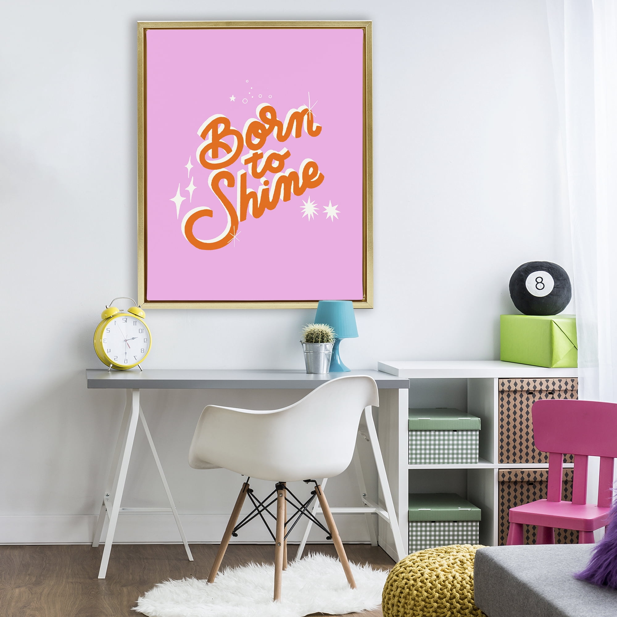 Stupell Industries Born To Shine on Pink Gold Framed Floater Canvas Wall Art, design by Indira Prieto | IndySign