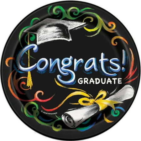 Oregon Pate Board - Chalkboard Graduation Paper Dessert Plates, 7in, 8ct
