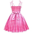 thumbnail image 2 of Girls Pink Plaid Dress Margot Robbie Movie Cosplay Outfit Halloween Party Costume, 2 of 7