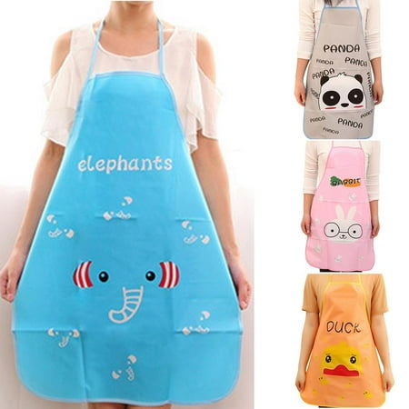 

D-GROEE Aprons for Women Kitchen Chef Apron with Long Ties Adjustable Cartoon Bib Apron for Cooking Serving