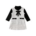 thumbnail image 1 of ZAXARRA Girls 2Pcs Outfit Turtleneck Long Sleeve Top + Plaid Bowknot Dress Set, 1 of 5