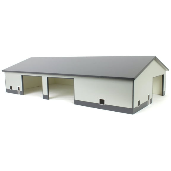 1/64 Dark & Light Gray 60 x 120ft Wooden Implement Shed w/ Side Doors STA-220