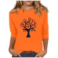 thumbnail image 1 of Dadaria Hauts pour Femmes Chemise Orange Manches 3/4 T-Shirt Col Rond Grande Taille Tee Été Chandail Blouses 3TG, 1 of 5
