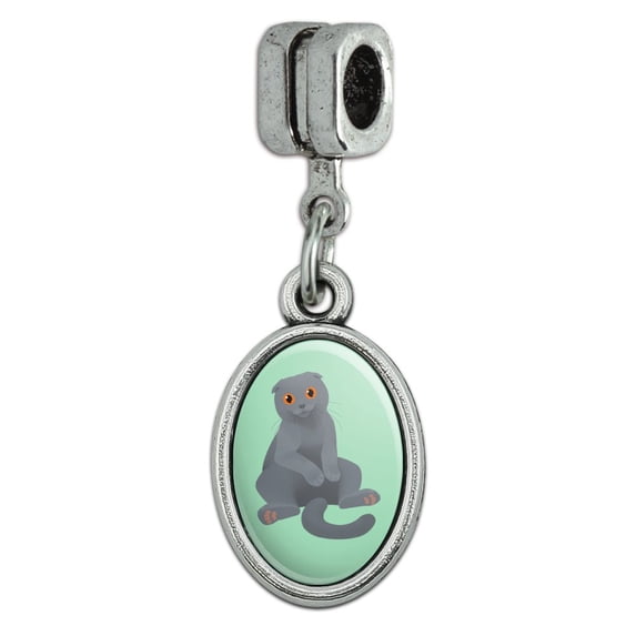 Scottish Fold Cat Italian European Style Bracelet Oval Charm Bead