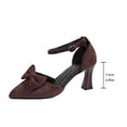 thumbnail image 6 of hoksml Women's Flock Bow Ankle Strap Heel Pumps, Pointed Toe Block Heel Shoes for Office and Party Wear, 6 of 9