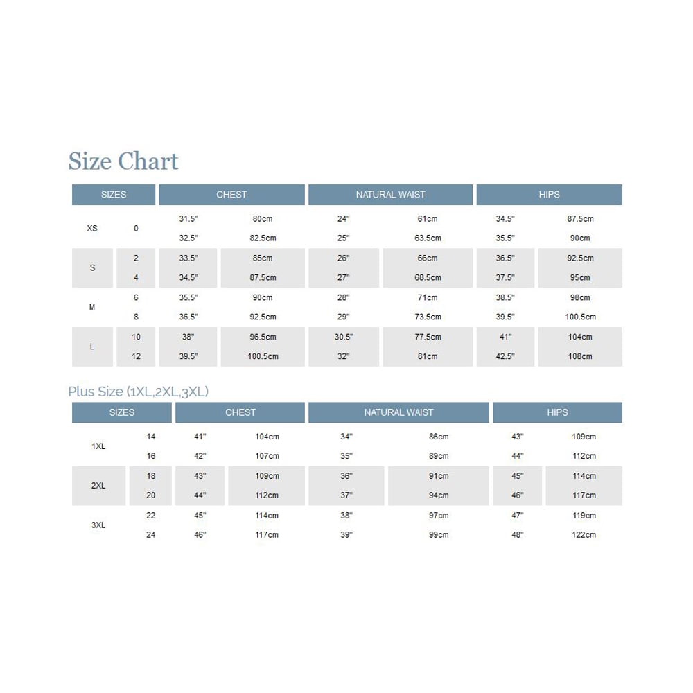 Blu Pepper Size Chart