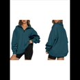 thumbnail image 3 of Sudadera de Entrenamiento de con Media Cremallera para Mujer, de Gran Tamaño, de Larga, Color Liso, con Hombros Caídos. Verde Oscuro XXL, 3 of 5