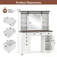 thumbnail image 6 of Spaco Farmhouse Style Vanity Desk, Sliding Barn Mirror, 3 Light Modes, 1 Cabinet & 6 Drawers & 9 Shelves, Charging Port, Rustic White, 6 of 7