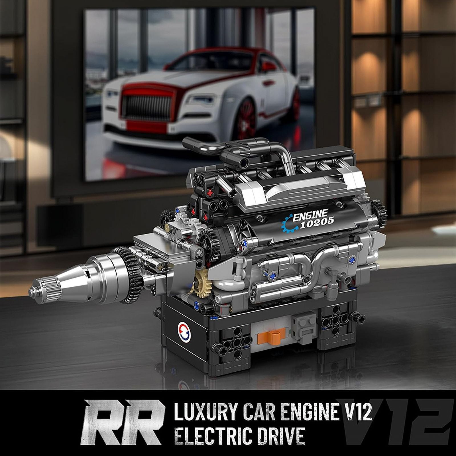 SNOWEAGLE V12 Engine Building Blocks Sets, 10205 Car Engine Model kit That Run, Build Your Own STEM Model Mini Engine, 12-Cylinder Engine Building Engineering Toys for Kids/Adults(733+PCS)
