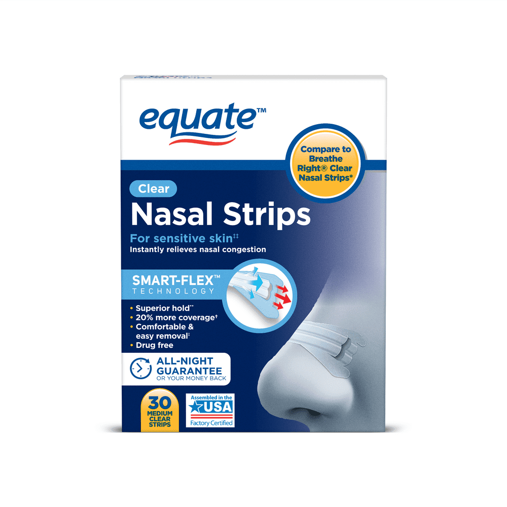 Equate Smart-Flex Medium Strength Clear Nasal Strips, 30 Count ...