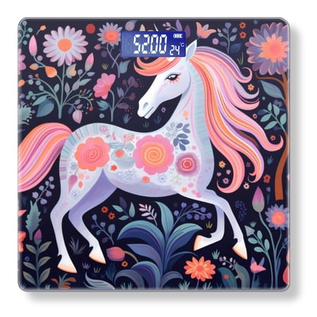 High Precision Body Weight Scale Smart Bathroom Scales with Large LCD Display(400lbs) Decorative for Bedroom-Magical Unicorn With Pastel Pink Mane And Tail