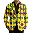 thumbnail image 4 of IWRICH Men's Mardi Gras Suit Jacket Printed Corduroy Lapel Button Blazers Jackets with Pockets for Formal Event 07-Yellow XL, 4 of 4