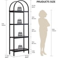 thumbnail image 2 of 4 Tier Arched Bookshelf, Industrial Open Back Bookcase, Modern Freestanding Display Shelving Unit Storage Rack with Metal Frame for Bedroom Living Room, Black, 2 of 9