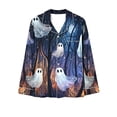 thumbnail image 4 of Halloween Pajamas Womens 2 Piece Pant Sets Pumpkin Ghost Print Long Sleeve Button Up Shirt and Bottoms Pjs Outfits, M Style #U, 4 of 6