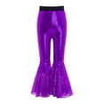 thumbnail image 5 of Haitryli Disco Theme Party Wear for Girls Sequins Jazz Dance Outfits  Shiny Mesh Ruffle Tank Top with Flare Pants Dancewear Purple 8, 5 of 7