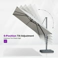 thumbnail image 5 of PURPLE LEAF 10' X 13' Patio Cantilever Umbrella Outdoor Offset Rectangle Umbrella with 360-degree Rotation for Deck Pool Garden, Light Grey, 5 of 16