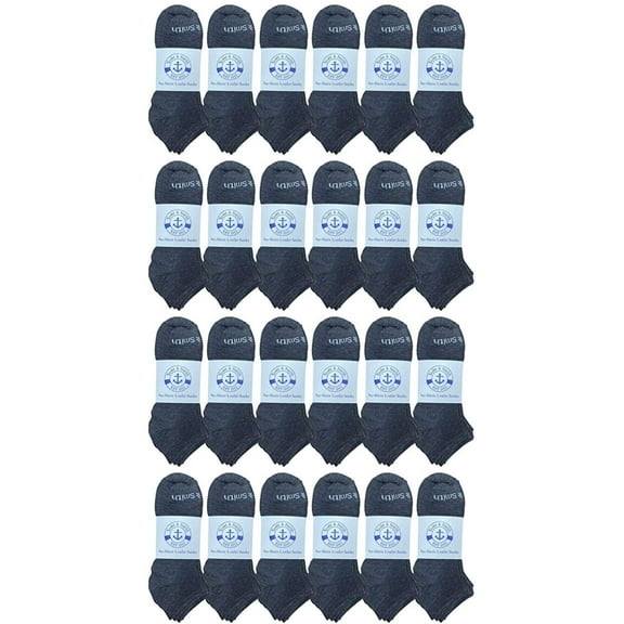 SOCKS'NBULK 24 Pairs of Low Cut Ankle Socks for Big Kids, Boys Girls, Bulk Pack Sock Size 6-8