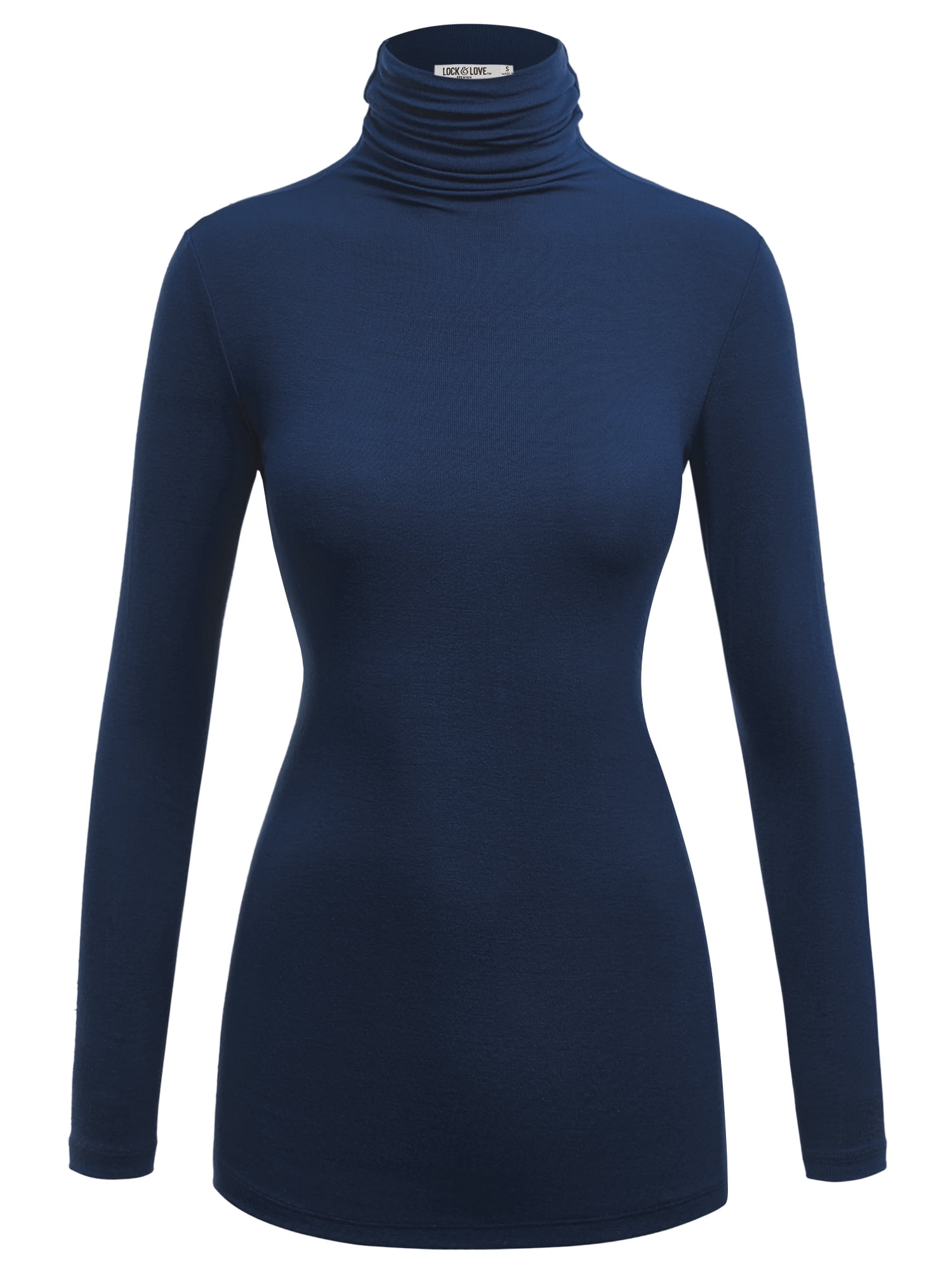 Made by Johnny Women's Long Sleeve Ribbed Turtleneck Pullover Sweater L ...