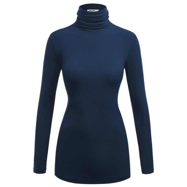Made by Johnny Women's Long Sleeve Ribbed Turtleneck Pullover Sweater S ...