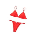 thumbnail image 2 of KYAIGUO Women Beach Bikini Set Two Piece Swimsuit Triangle Bathing Suits Double Shoulder Straps Bikini Set Solid Color Swimwear, 2 of 11