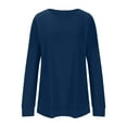 thumbnail image 2 of Womens Long Sleeve Tunic Tops with Pockets Casual Long Sleeve Shirts Plain Boat Neck Tshirt Loose Fit Basic Blouses Navy S, 2 of 6