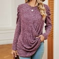 thumbnail image 5 of AherBiu Fall Casual Tops for Women Crossover Hem Ribbed Ruched Long Sleeve Tunic Tops to Wear with Leggings, 5 of 7