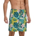 thumbnail image 2 of Naloa Tropical Floral Men's Short Pajama Pants, Lounge Comfort Shorts with Elasticized Waistband and Side Pockets - 4X-Large, 2 of 9