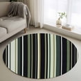 thumbnail image 2 of Round Area Rug-3ft Green Black Stripe Pattern Non Slip Washable Circle Carpet Soft Large Floor Rugs for Living Room Bedroom Nursery Office, 2 of 9