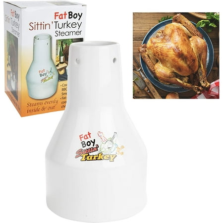 

Sittin Turkey Fat Boy Ceramic Beer Can Turkey Roaster and Steamer - Infuse delicious Marinades and BBQ flavors - Easily Cooks Up to an 18lb Turkey