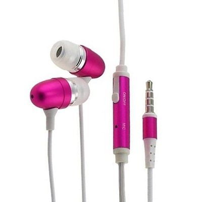 Pink In-Ear Headphones Earphones Earbuds with Mic Microphone for Samsung Galaxy S8 S8 Plus Note 8 iPhone 6 6s Plus SE 5 5s 5c Cell