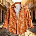 thumbnail image 5 of Men's 70s Vintage Flower Print Button Shirt Casual Relaxed Vacation Top Bohemian Resort Holiday Wear Tunic, 5 of 5