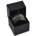 thumbnail image 3 of P. Manoukian Tungsten Wedding Band Ring 12mm for Men Women Black & 18K Rose Gold Plated Pipe Cut Brushed Polished Lifetime Guarantee Size 8, 3 of 4