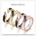 thumbnail image 3 of HIJONES Women's Stainless Steel Cubic Zirconia Inlaid Open Mosaic Ceramic Stackable Finger Ring 5MM Eternity Band Gold White Size 9, 3 of 5