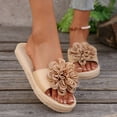 thumbnail image 4 of Quaouag Women's 3D Floral Applique Decor Open Toe Flip Flop Sandals Casual Outdoor Flat Slippers, 4 of 9