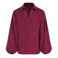 thumbnail image 1 of Hiiyo Chemise Médiévale pour Petits Garçons, Chemise Rétro Écossaise à Lacets, Rouge, 1 of 4