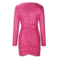 thumbnail image 5 of cfhntfmh Cocktail Dresses for Women V Neck Long Sleeve Fashion Sequins Mini Dress Sparkly Party Clubwear Bodycon Dress, 5 of 5