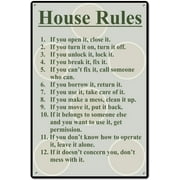 House Rules Funny Tin Sign Metal Sign Metal Decor Wall Sign Wall Poster Wall Decor Door Plaque TIN Sign 7.8X11.8 INCH