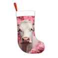 thumbnail image 2 of Salouo Flower White Cow Print Christmas Stockings,Large Xmas Stocking Set of 1 Holiday and Farmhouse Stocking for Christmas Holiday Party Decoration(17.7*11 Inch), 2 of 7