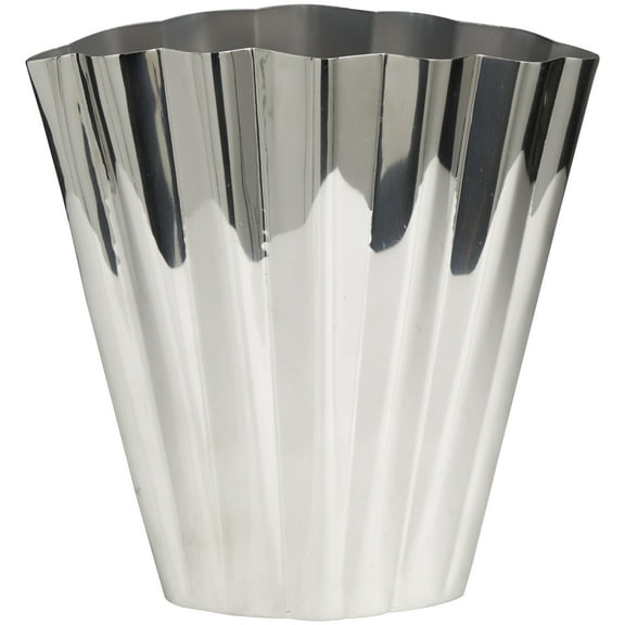 DecMode 12" Silver Stainless Steel Vase with Zig Zag Edging