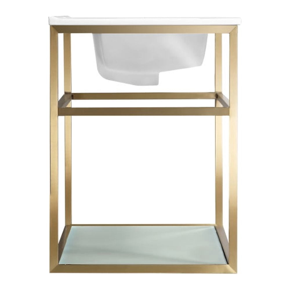 Pierre 24 Single, Open Shelf, Gold Metal Frame Bathroom Vanity