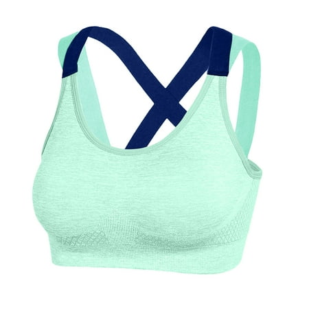 

gvdentm Bra Sports Bra for Women Criss-Cross Back Padded Strappy Sports Bras Medium Support Yoga Bra with Removable Cups Green L