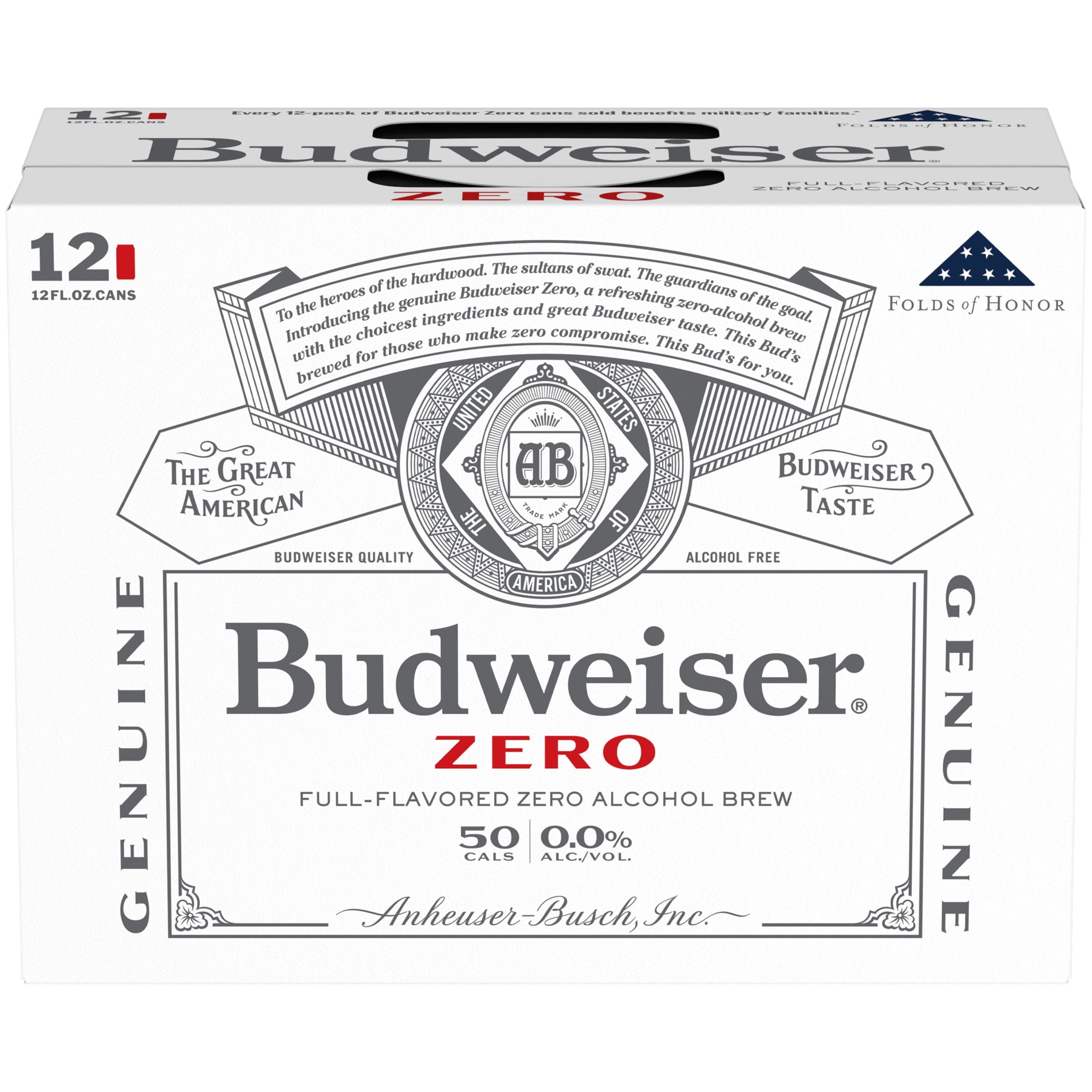 Budweiser Alcohol Free American Lager Beer 12 pack 12 fl oz Aluminum Cans 0% ABV