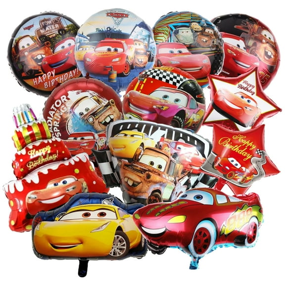 12PCS For Cars Themed Birthday Party Foil Balloon Decorations Cute Cartoon Movie Balloon Celebration Party Kit Supplies