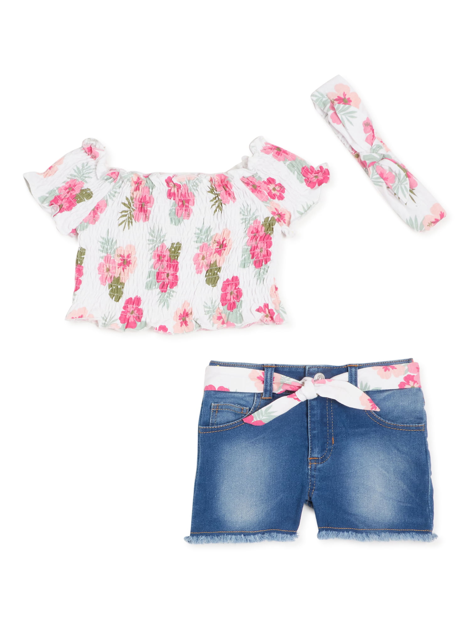 Limited Too Girls Butter-Soft-Touch Romper with Vest and Matching Headband 3-Piece Set