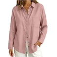 thumbnail image 2 of TGSLY Linen Snap Button Down Tops for Women Lightweight Soft Collared Long Sleeve Textured Shirts Dressy Casual Solid Color Fall Blouses with Pocket XX-Large, 2 of 5