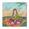 thumbnail image 1 of Doodle Bandana, Girl Sitting Having a Drink, Unisex Head and Neck Tie, by Ambesonne, 1 of 2
