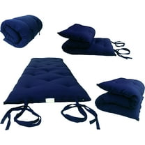 D&D Futon Furniture Traditional Japanese Floor Rolling Futon Mattress, Cotton Batting/Foam/Polyester Batting, Foldable Bed (Navy, 3 x 54 x 80 (in) Full Size)
